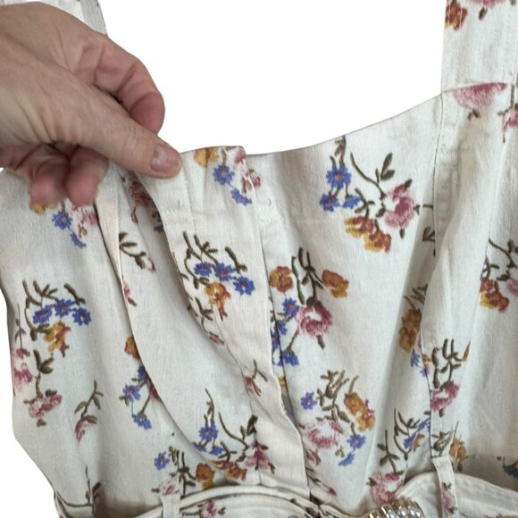 House of Harlow 1960 Floral Linen Blend Belted Romper Size 10 | Boho Summer - Picture 6 of 12